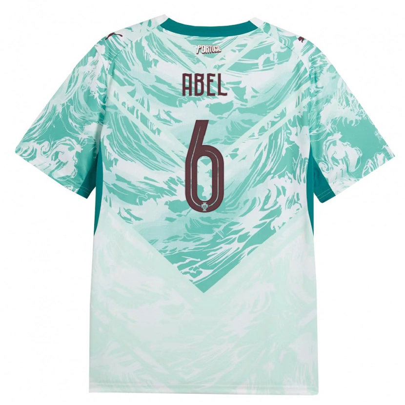 Danxen Niño Camiseta Portugal Luís Abel #6 Azul Cielo Blanco Verde 2ª Equipación 26-28 La Camisa