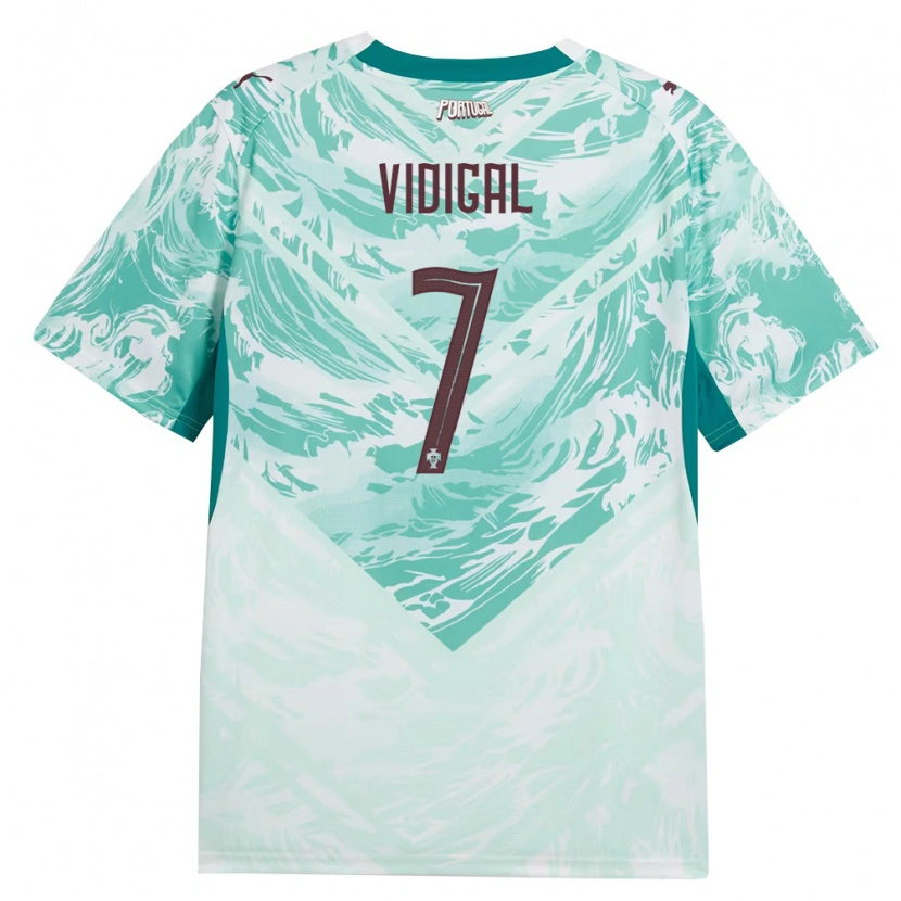 Danxen Niño Camiseta Portugal Sandro Vidigal #7 Azul Cielo Blanco Verde 2ª Equipación 26-28 La Camisa