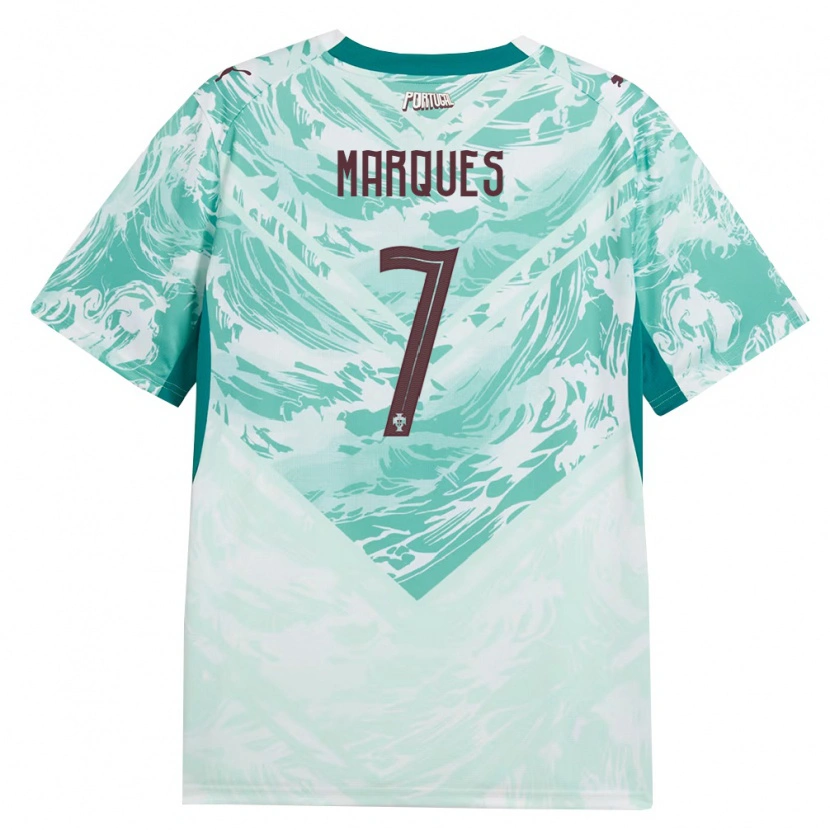 Danxen Niño Camiseta Portugal Vanessa Marques #7 Azul Cielo Blanco Verde 2ª Equipación 26-28 La Camisa