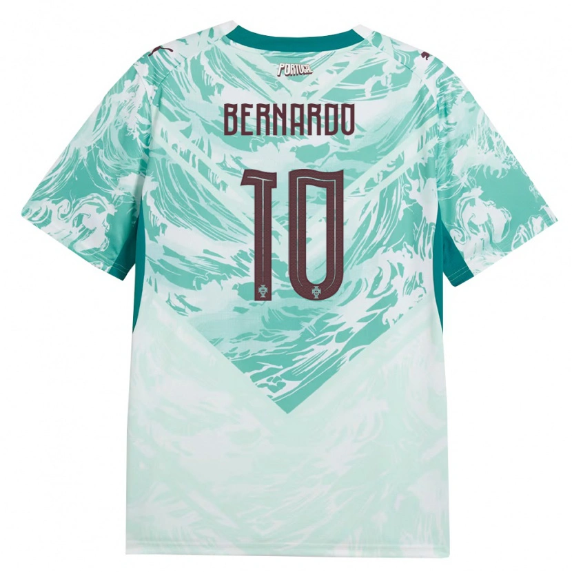 Danxen Niño Camiseta Portugal Bernardo Silva #10 Azul Cielo Blanco Verde 2ª Equipación 26-28 La Camisa