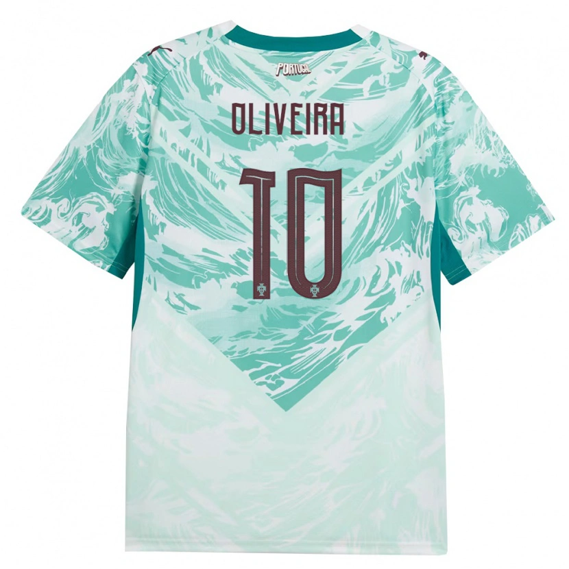 Danxen Niño Camiseta Portugal André Oliveira #10 Azul Cielo Blanco Verde 2ª Equipación 26-28 La Camisa