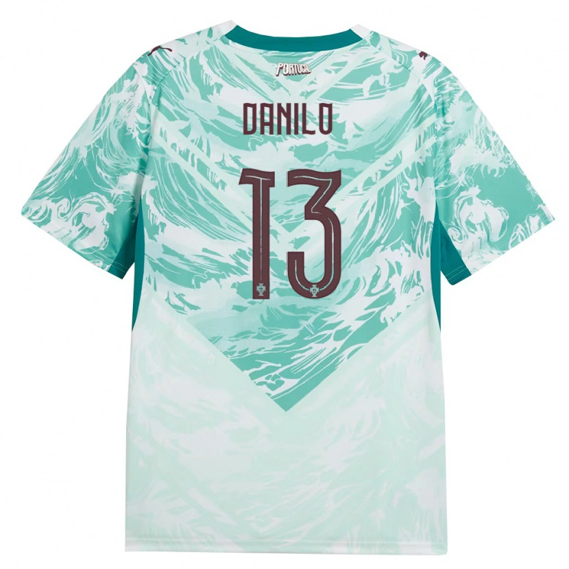 Danxen Niño Camiseta Portugal Danilo Pereira #13 Azul Cielo Blanco Verde 2ª Equipación 26-28 La Camisa