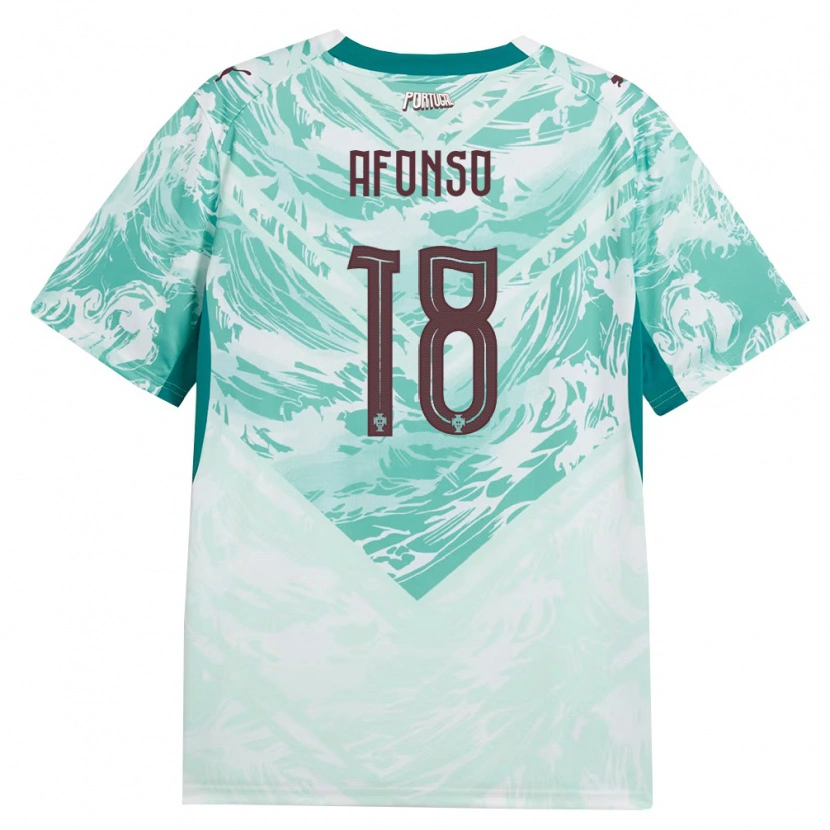 Danxen Niño Camiseta Portugal Jacobo Afonso #18 Azul Cielo Blanco Verde 2ª Equipación 26-28 La Camisa
