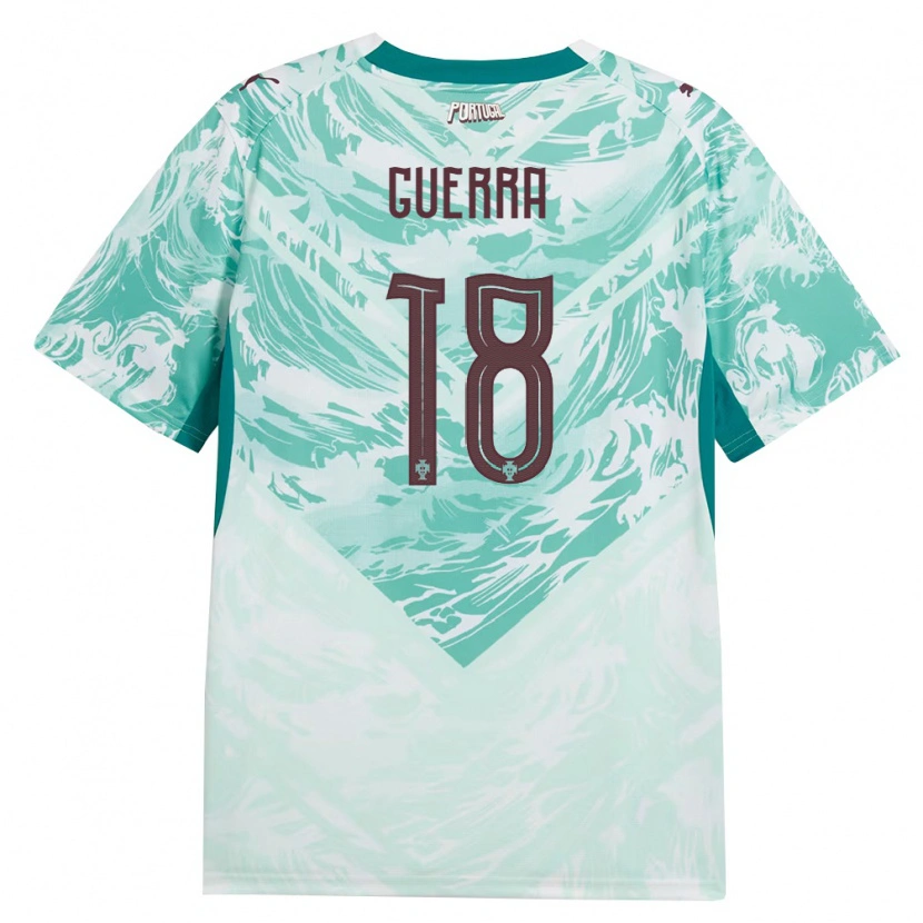 Danxen Niño Camiseta Portugal Gustavo Guerra #18 Azul Cielo Blanco Verde 2ª Equipación 26-28 La Camisa