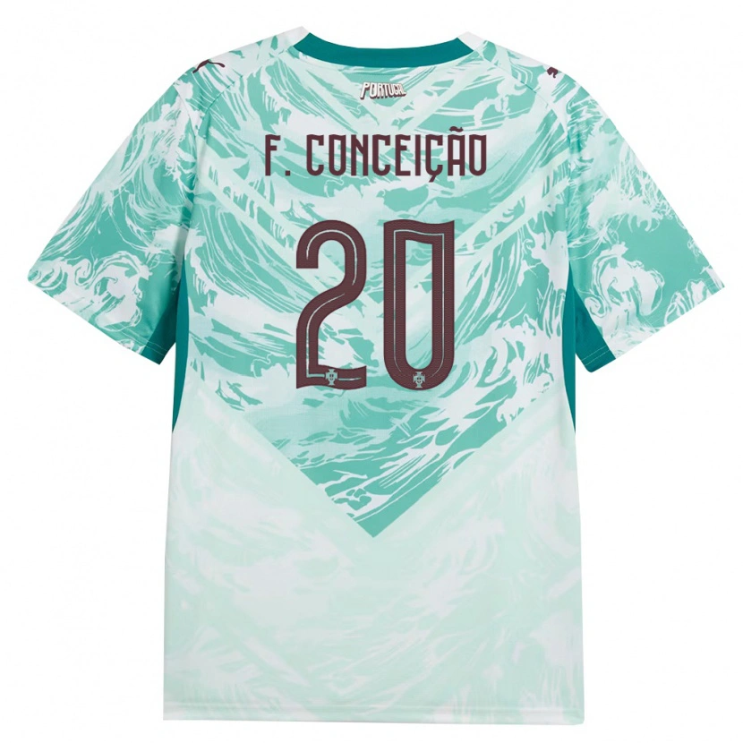 Danxen Niño Camiseta Portugal Francisco Conceição #20 Azul Cielo Blanco Verde 2ª Equipación 26-28 La Camisa