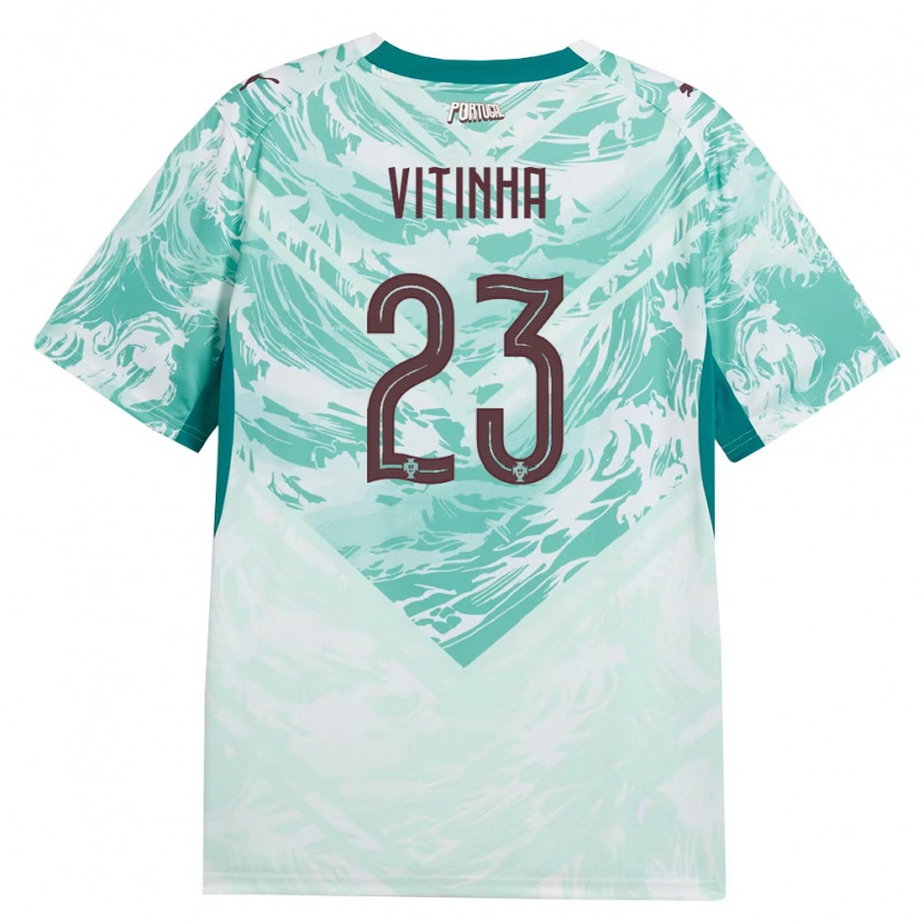 Danxen Niño Camiseta Portugal Vitinha #23 Azul Cielo Blanco Verde 2ª Equipación 26-28 La Camisa