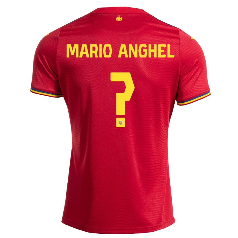 Danxen Niño Camiseta Rumania Mario Anghel #0 Rojo Marino Amarillo 2ª Equipación 26-28 La Camisa