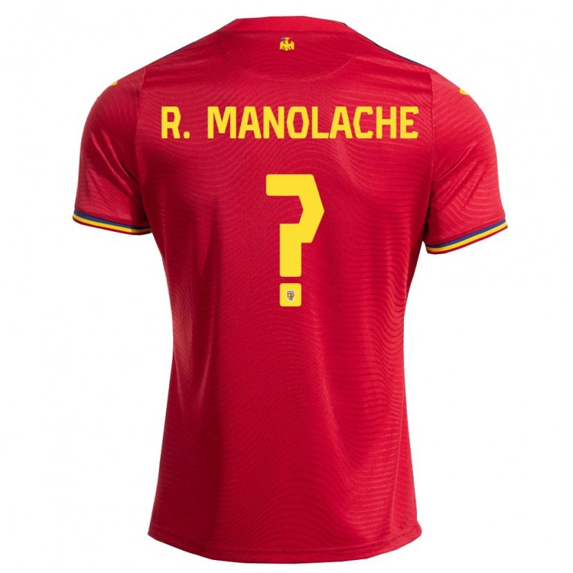 Danxen Niño Camiseta Rumania Rareș Manolache #0 Rojo Marino Amarillo 2ª Equipación 26-28 La Camisa
