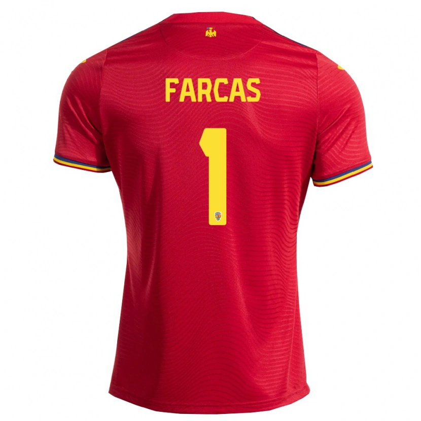 Danxen Niño Camiseta Rumania Răzvan Farcaș #1 Rojo Marino Amarillo 2ª Equipación 26-28 La Camisa