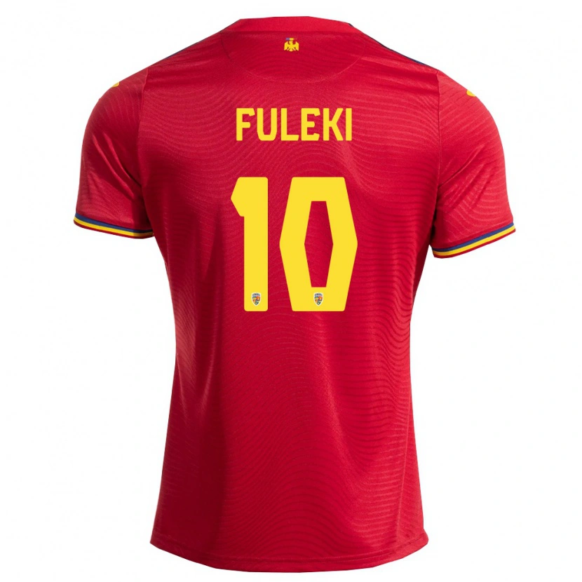 Danxen Niño Camiseta Rumania Samuel Fuleki #10 Rojo Marino Amarillo 2ª Equipación 26-28 La Camisa