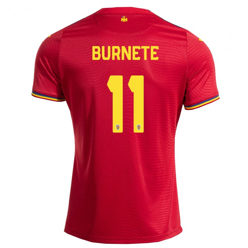 Danxen Niño Camiseta Rumania Rareș Burnete #11 Rojo Marino Amarillo 2ª Equipación 26-28 La Camisa