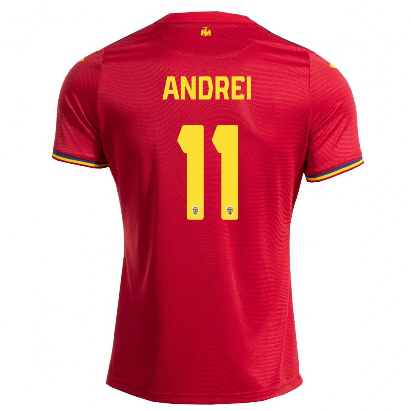 Danxen Niño Camiseta Rumania Doru Andrei #11 Rojo Marino Amarillo 2ª Equipación 26-28 La Camisa