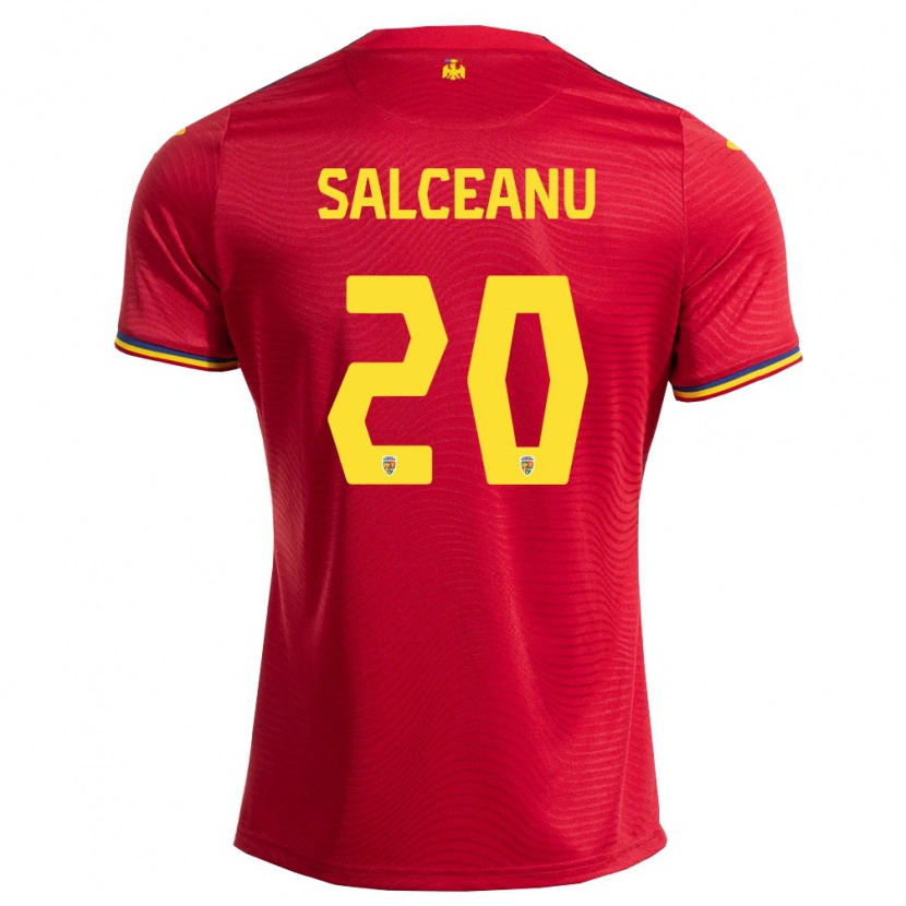 Danxen Niño Camiseta Rumania Robert Sălceanu #20 Rojo Marino Amarillo 2ª Equipación 26-28 La Camisa