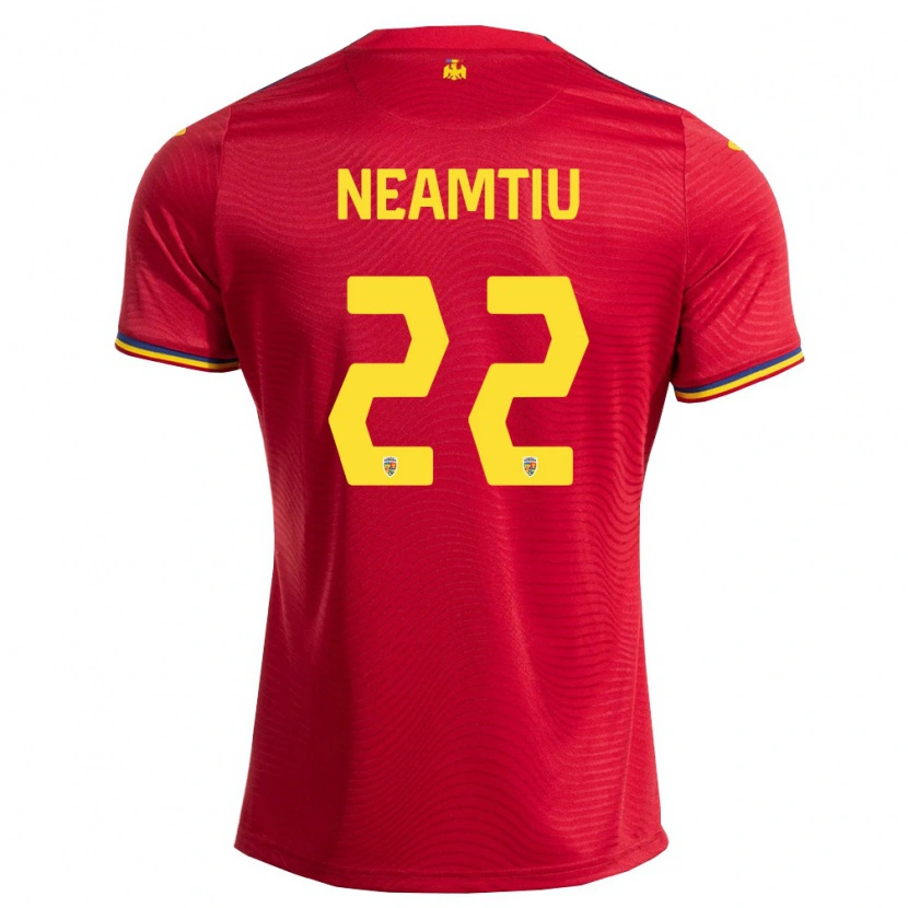 Danxen Niño Camiseta Rumania Tudor Neamțiu #22 Rojo Marino Amarillo 2ª Equipación 26-28 La Camisa