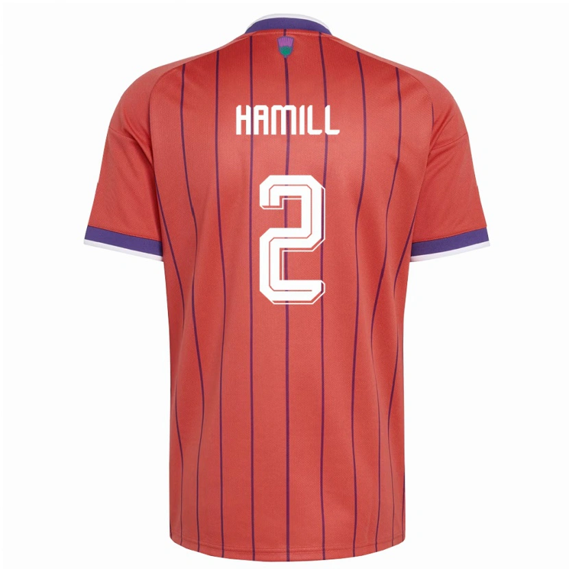 Danxen Niño Camiseta Escocia Callan Hamill #2 Naranja Púrpura 2ª Equipación 26-28 La Camisa
