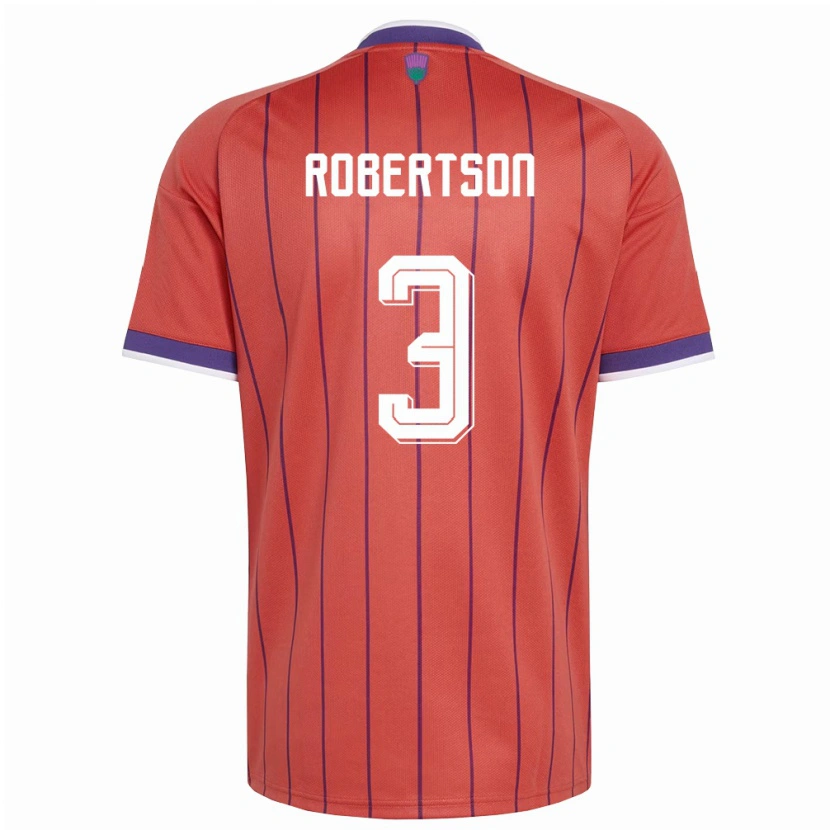 Danxen Niño Camiseta Escocia Andrew Robertson #3 Naranja Púrpura 2ª Equipación 26-28 La Camisa