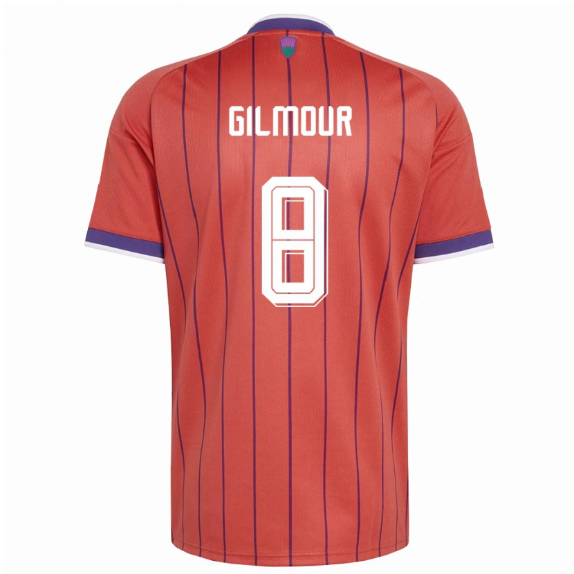 Danxen Niño Camiseta Escocia Billy Gilmour #8 Naranja Púrpura 2ª Equipación 26-28 La Camisa