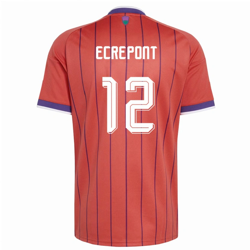 Danxen Niño Camiseta Escocia Oliver Ecrepont #12 Naranja Púrpura 2ª Equipación 26-28 La Camisa
