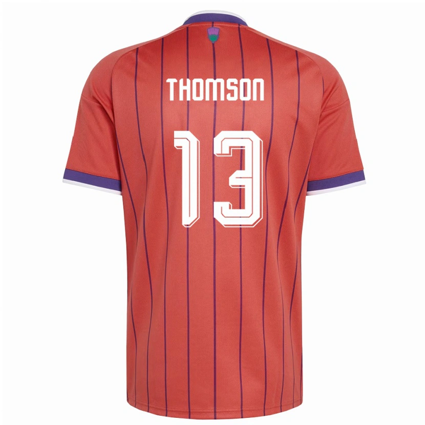 Danxen Niño Camiseta Escocia Aaron Thomson #13 Naranja Púrpura 2ª Equipación 26-28 La Camisa
