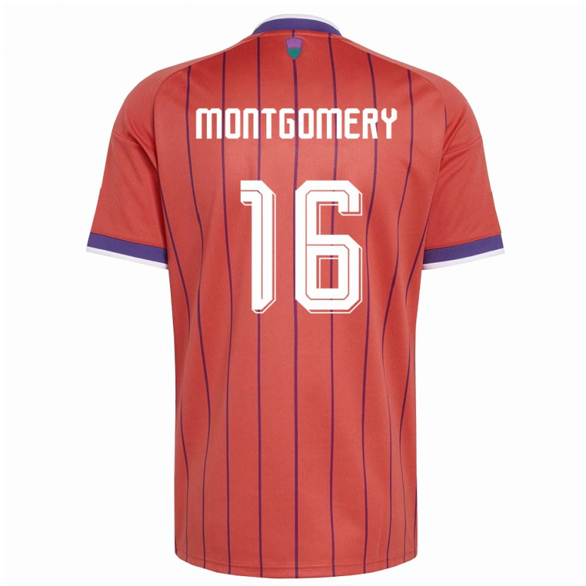 Danxen Niño Camiseta Escocia Kristi Montgomery #16 Naranja Púrpura 2ª Equipación 26-28 La Camisa