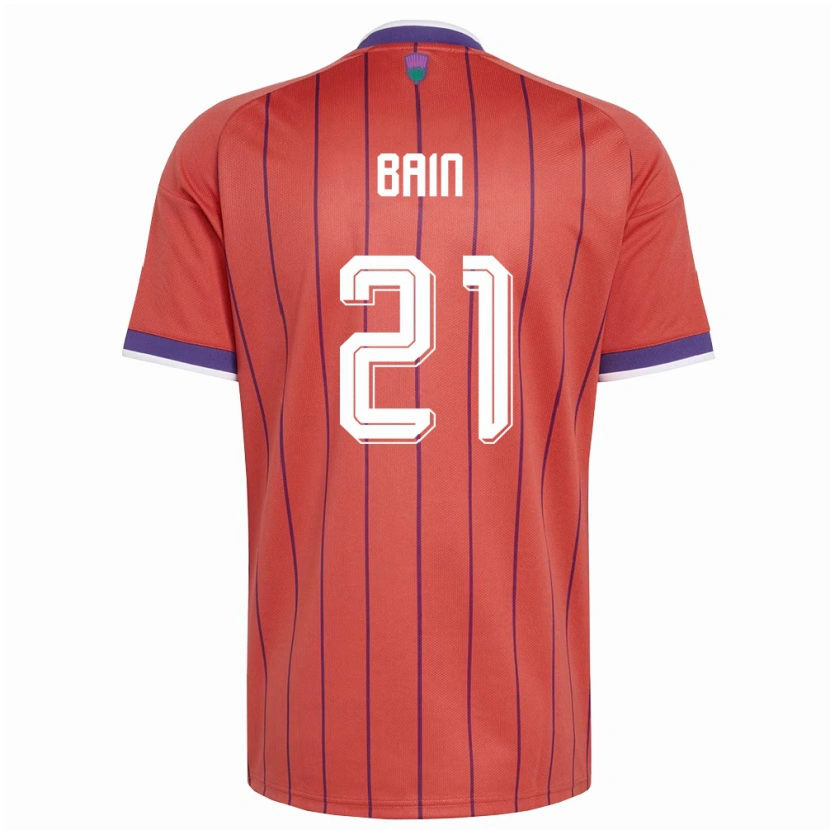 Danxen Niño Camiseta Escocia Scott Bain #21 Naranja Púrpura 2ª Equipación 26-28 La Camisa