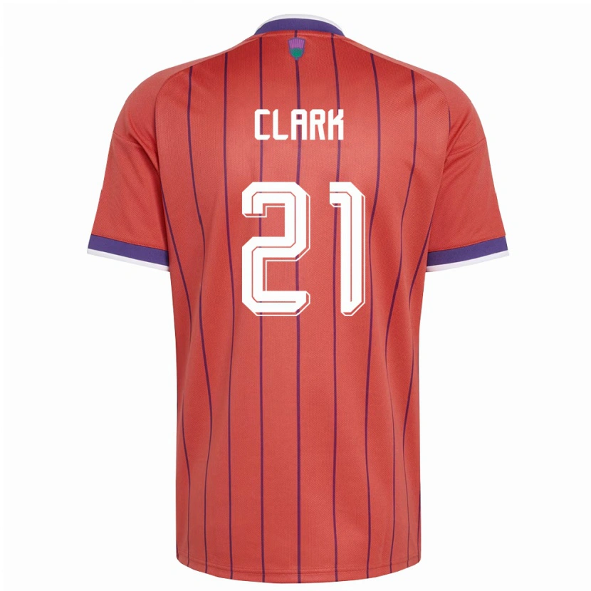 Danxen Niño Camiseta Escocia Zander Clark #21 Naranja Púrpura 2ª Equipación 26-28 La Camisa