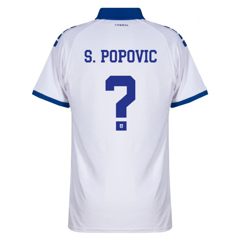 Danxen Niño Camiseta Serbia Strahinja Popovic #0 Marino Blanco Rojo 2ª Equipación 26-28 La Camisa