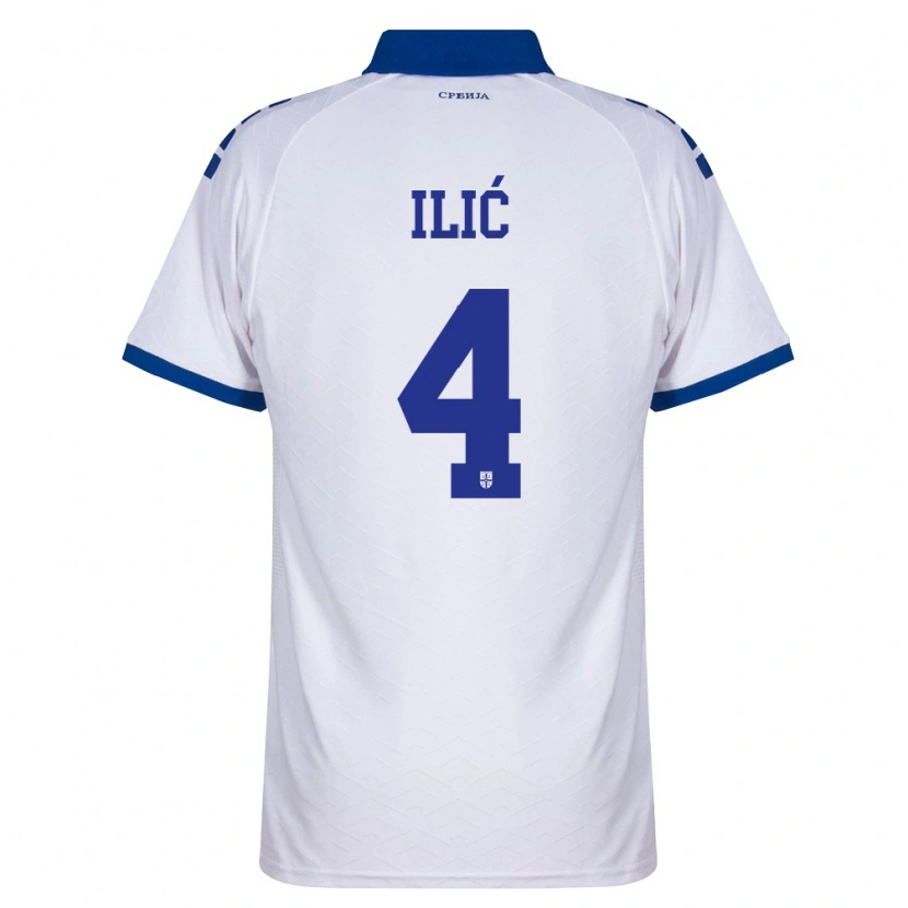 Danxen Niño Camiseta Serbia Marija Ilic #4 Marino Blanco Rojo 2ª Equipación 26-28 La Camisa