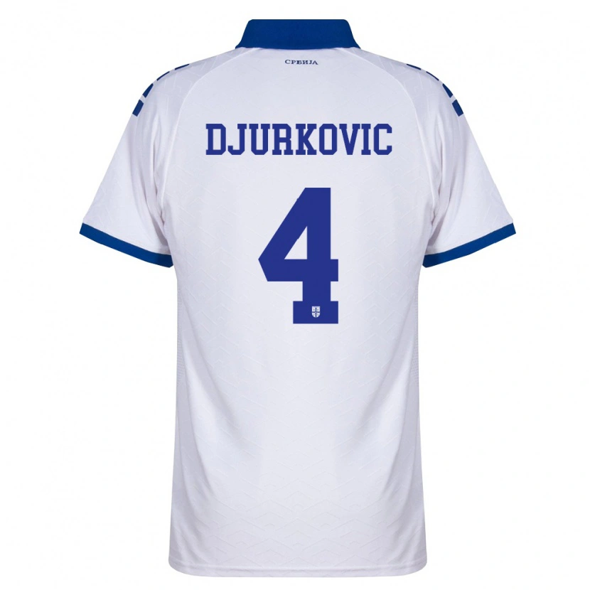 Danxen Niño Camiseta Serbia Jagos Djurkovic #4 Marino Blanco Rojo 2ª Equipación 26-28 La Camisa
