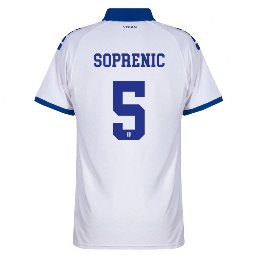 Danxen Niño Camiseta Serbia Milos Soprenic #5 Marino Blanco Rojo 2ª Equipación 26-28 La Camisa