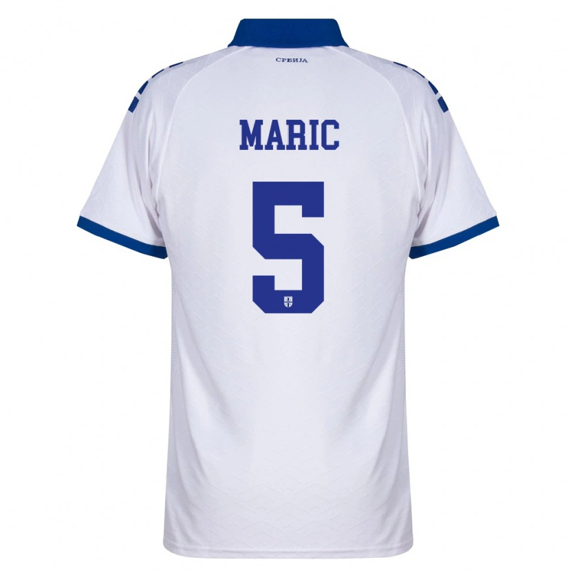 Danxen Niño Camiseta Serbia Andrew Maric #5 Marino Blanco Rojo 2ª Equipación 26-28 La Camisa