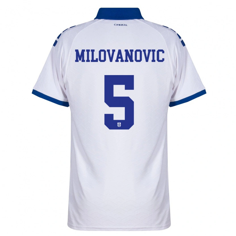 Danxen Niño Camiseta Serbia Mateja Milovanovic #5 Marino Blanco Rojo 2ª Equipación 26-28 La Camisa