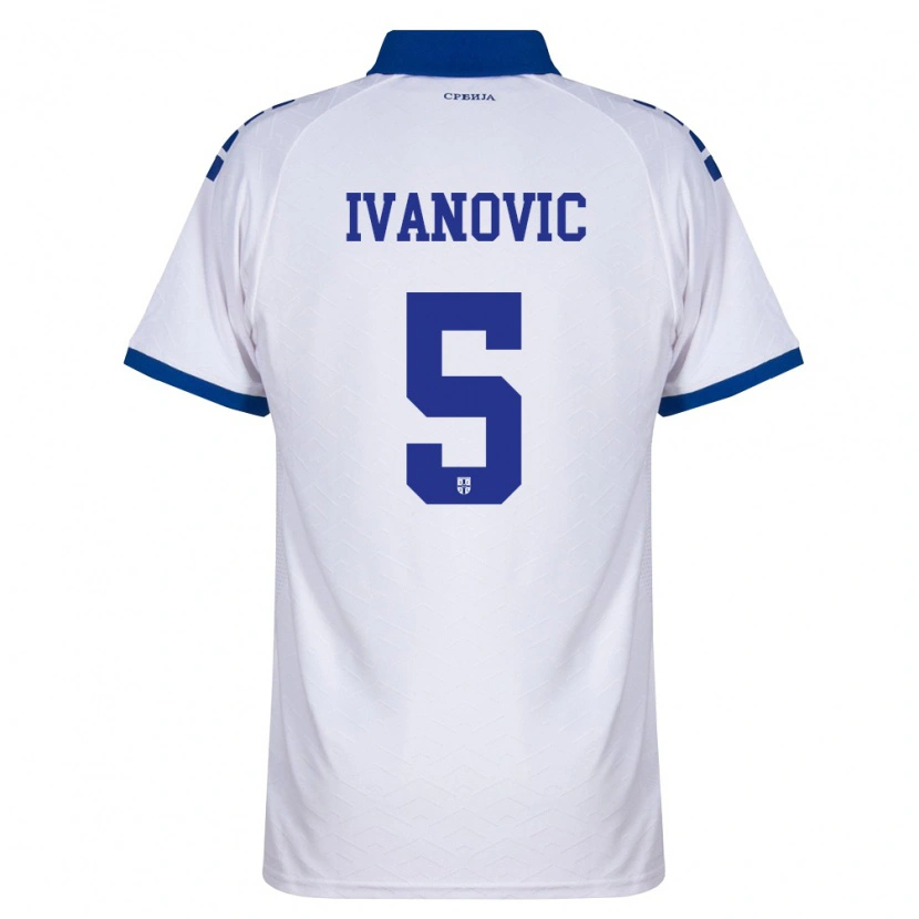 Danxen Niño Camiseta Serbia Mijat Ivanovic #5 Marino Blanco Rojo 2ª Equipación 26-28 La Camisa
