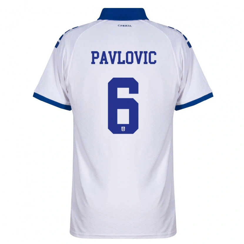 Danxen Niño Camiseta Serbia Andrej Pavlovic #6 Marino Blanco Rojo 2ª Equipación 26-28 La Camisa