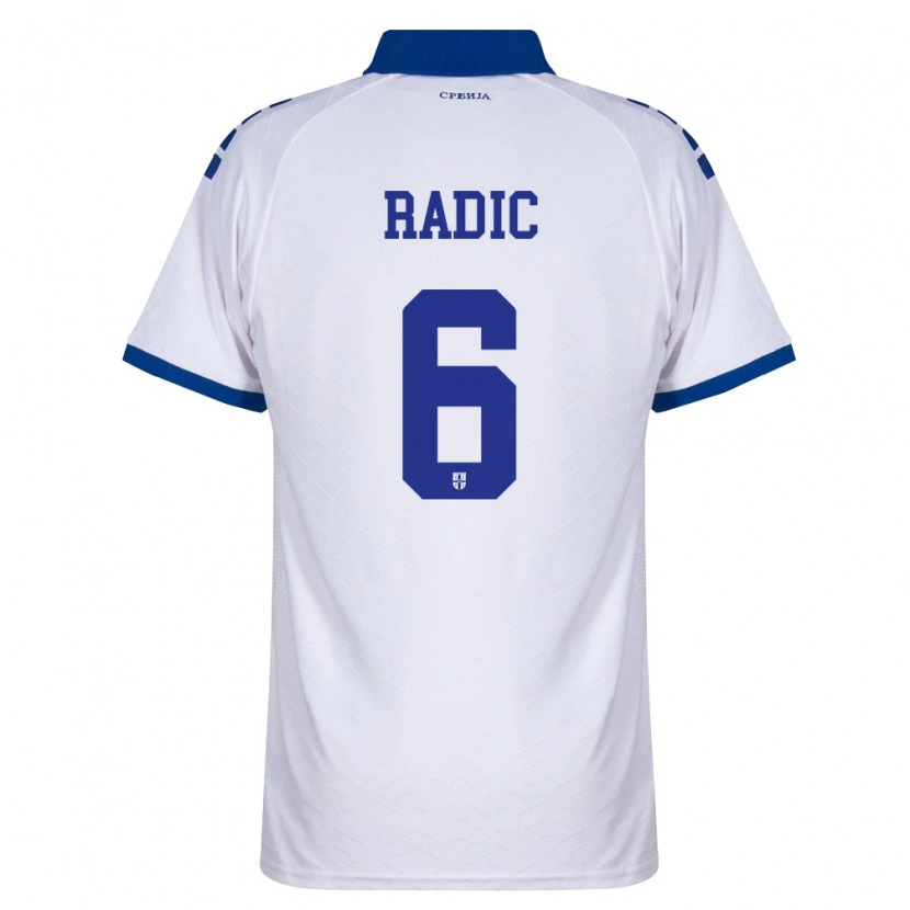 Danxen Niño Camiseta Serbia Mihailo Radic #6 Marino Blanco Rojo 2ª Equipación 26-28 La Camisa