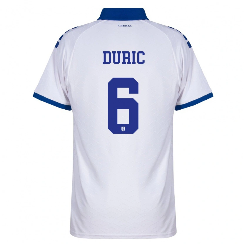 Danxen Niño Camiseta Serbia Andrej Duric #6 Marino Blanco Rojo 2ª Equipación 26-28 La Camisa