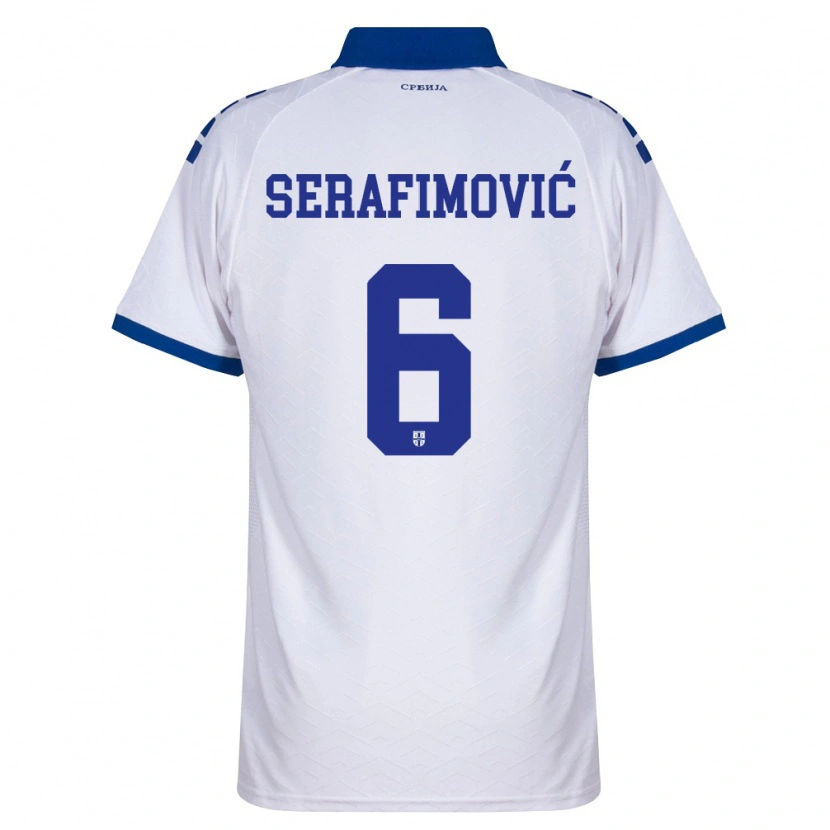 Danxen Niño Camiseta Serbia Vojin Serafimovic #6 Marino Blanco Rojo 2ª Equipación 26-28 La Camisa