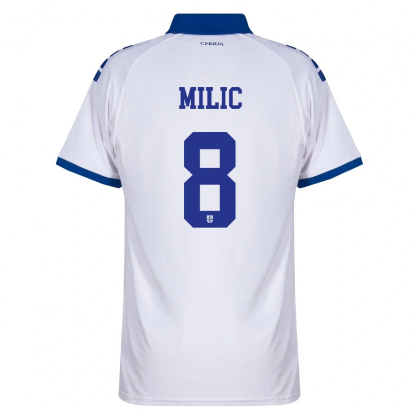 Danxen Niño Camiseta Serbia Lazar Milic #8 Marino Blanco Rojo 2ª Equipación 26-28 La Camisa