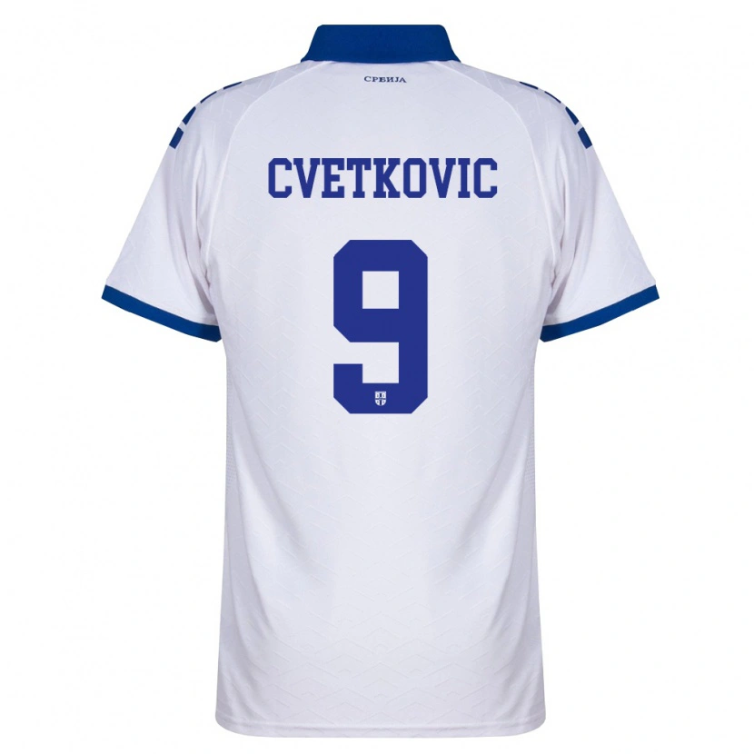 Danxen Niño Camiseta Serbia Mihajlo Cvetkovic #9 Marino Blanco Rojo 2ª Equipación 26-28 La Camisa