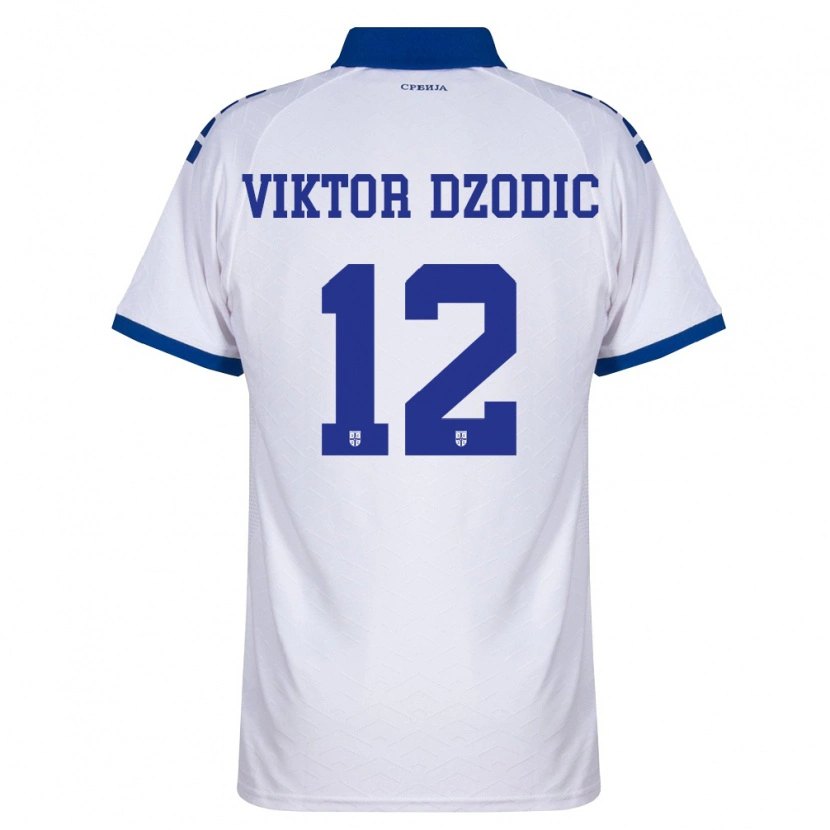 Danxen Niño Camiseta Serbia Viktor Dzodic #12 Marino Blanco Rojo 2ª Equipación 26-28 La Camisa