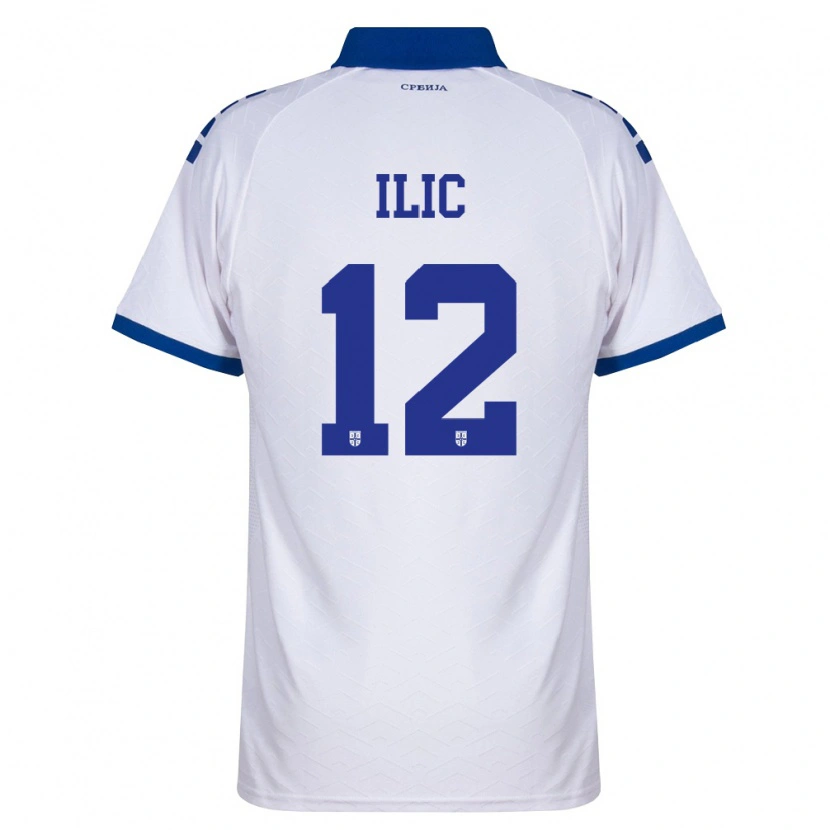 Danxen Niño Camiseta Serbia Marko Ilic #12 Marino Blanco Rojo 2ª Equipación 26-28 La Camisa
