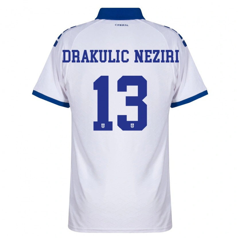 Danxen Niño Camiseta Serbia Andrej Drakulic Neziri #13 Marino Blanco Rojo 2ª Equipación 26-28 La Camisa