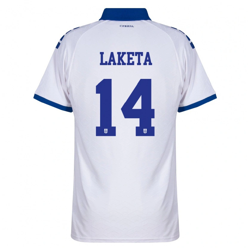 Danxen Niño Camiseta Serbia Andrija Laketa #14 Marino Blanco Rojo 2ª Equipación 26-28 La Camisa