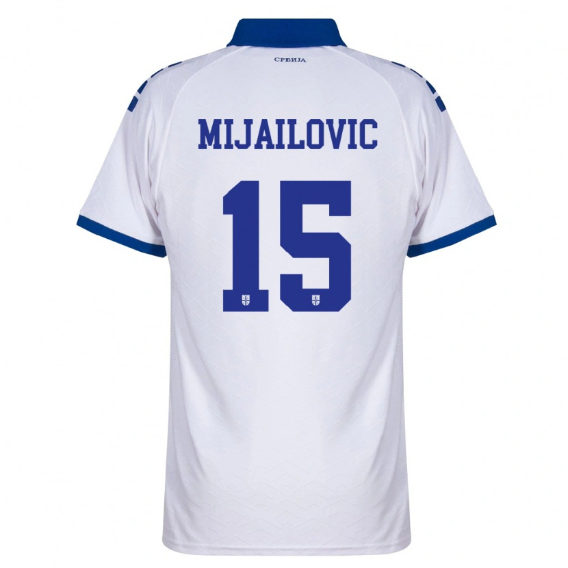 Danxen Niño Camiseta Serbia Relja Mijailovic #15 Marino Blanco Rojo 2ª Equipación 26-28 La Camisa