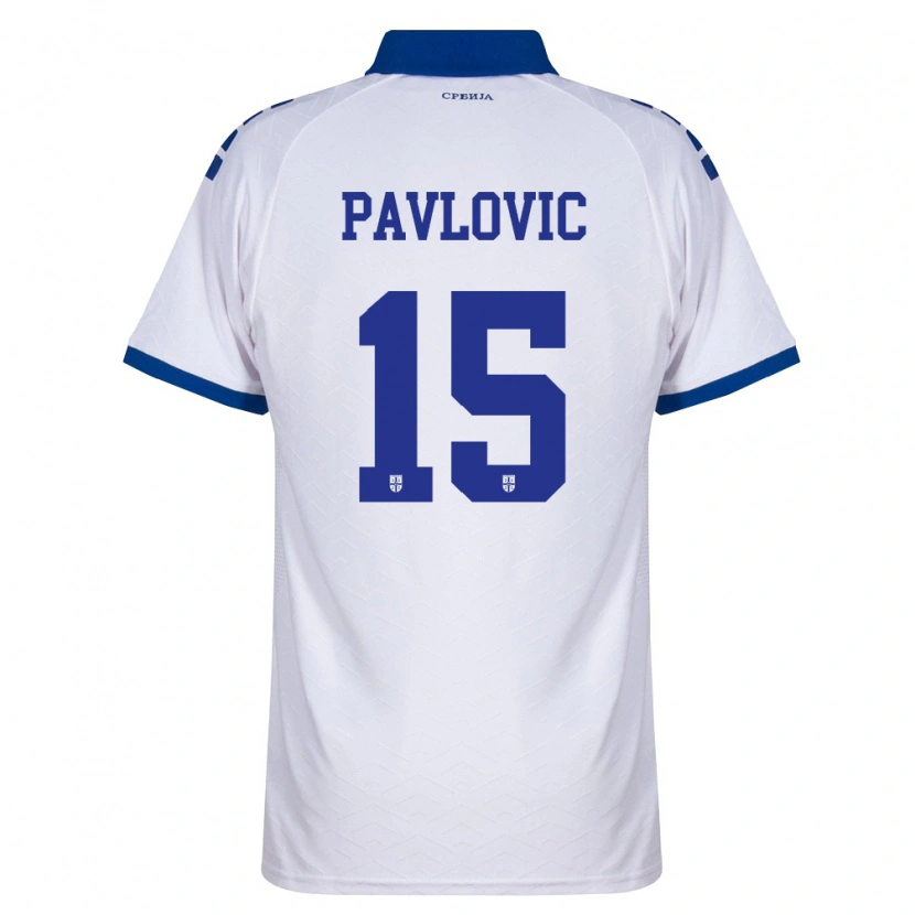 Danxen Niño Camiseta Serbia Dusan Pavlovic #15 Marino Blanco Rojo 2ª Equipación 26-28 La Camisa