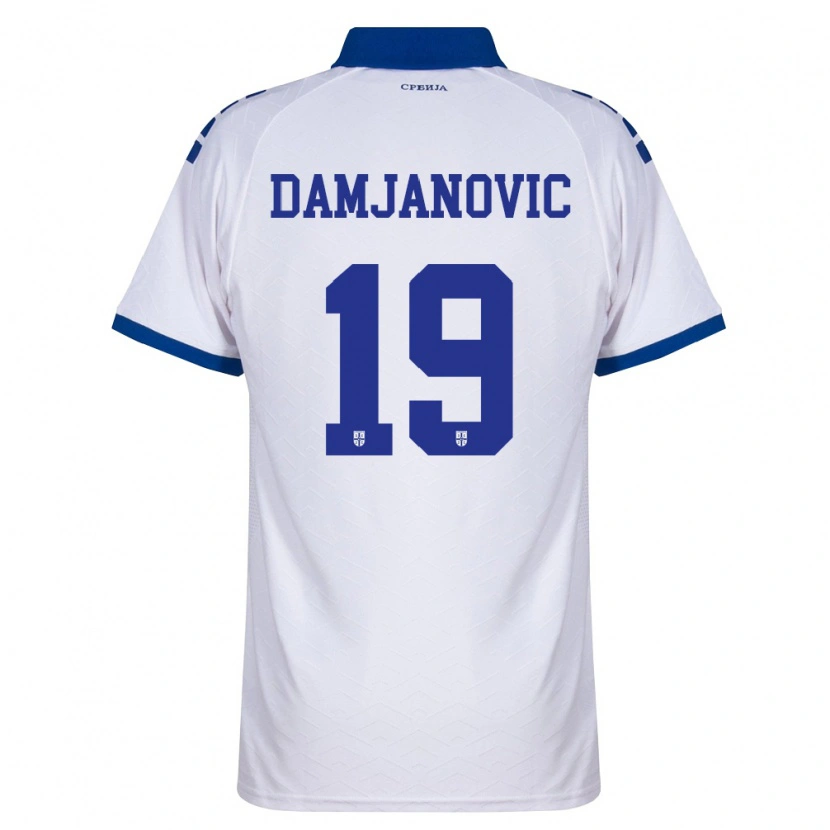 Danxen Niño Camiseta Serbia Aleksa Damjanovic #19 Marino Blanco Rojo 2ª Equipación 26-28 La Camisa