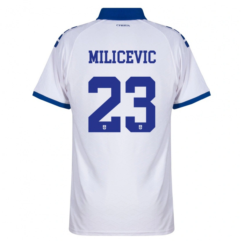 Danxen Niño Camiseta Serbia Andrija Milicevic #23 Marino Blanco Rojo 2ª Equipación 26-28 La Camisa