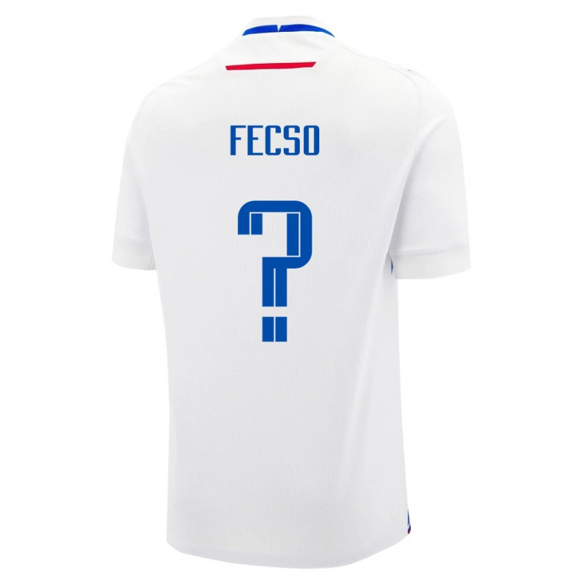 Danxen Niño Camiseta Eslovaquia Oliver Fecso #0 Blanco Azul 2ª Equipación 26-28 La Camisa