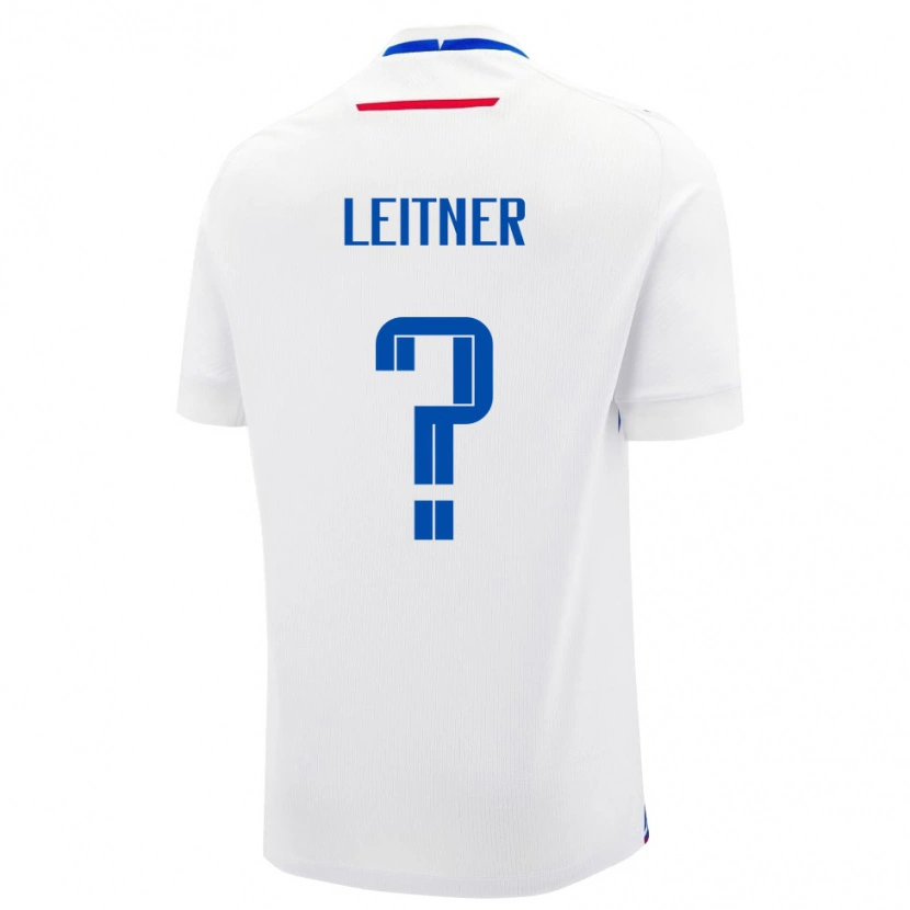 Danxen Niño Camiseta Eslovaquia Patrik Leitner #0 Blanco Azul 2ª Equipación 26-28 La Camisa