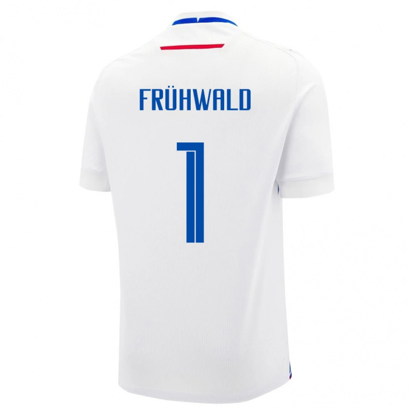 Danxen Niño Camiseta Eslovaquia Tomas Frühwald #1 Blanco Azul 2ª Equipación 26-28 La Camisa